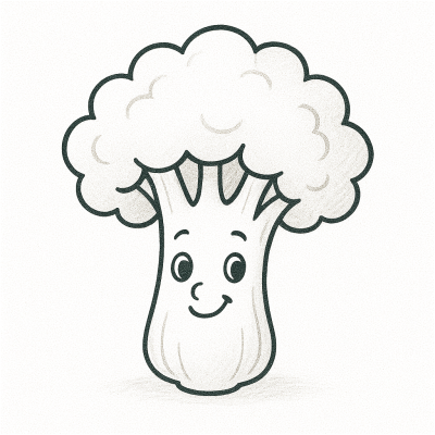 Рисунка на усмихнато броколи за принтиране и оцветяване