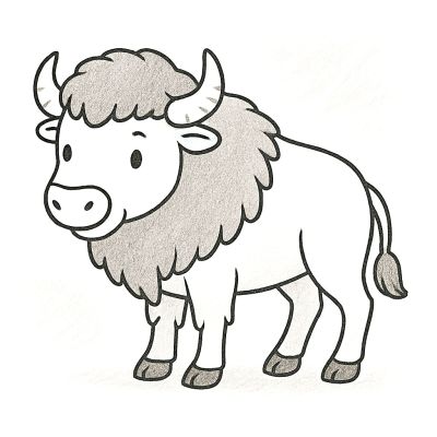 Симпатичен бизон – рисунка за принтиране и оцветяване