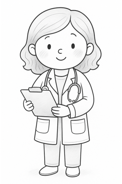 Млада лекарка – рисунка за принтиране и оцветяване