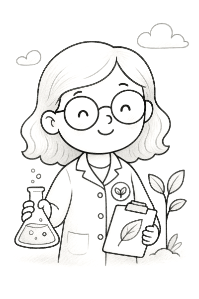 Учен с растение – рисунка за принтиране и оцветяване