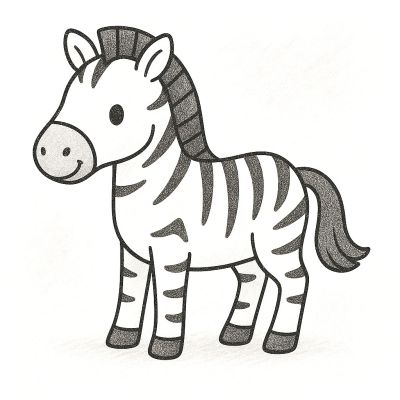 Приятелска зебра – рисунка за принтиране и оцветяване