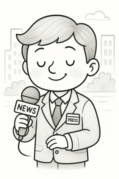 Журналист отразява новини – рисунка за принтиране и оцветяване