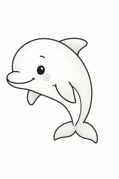 Сладък делфин – рисунка за принтиране и оцветяване