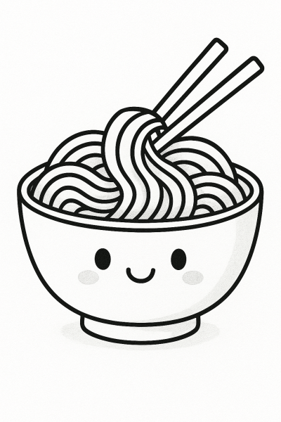 Рисунка на купа с усмихнати нудъли за оцветяване