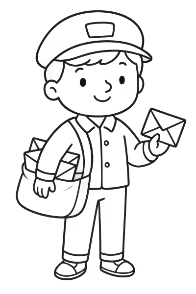 Пощальон – рисунка за принтиране и оцветяване