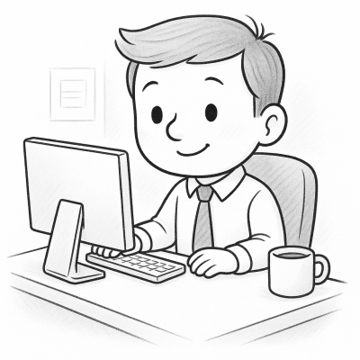 Забавна рисунка на офис служител за принтиране и оцветяване