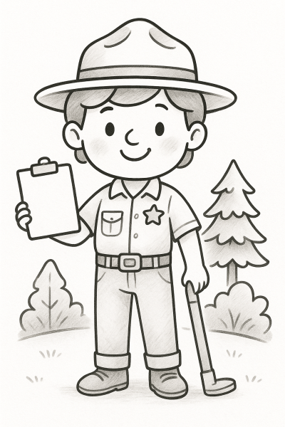 Рисунка на горски рейнджър за принтиране и оцветяване