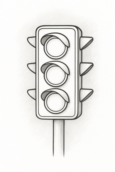 Картинка за оцветяване на светофар – пътни знаци и безопасност на движението за деца