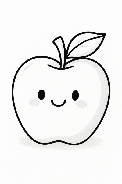 Dibujo de una manzana sonriente para colorear