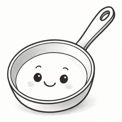 Улыбающаяся сковорода – рисунок для печати и раскрашивания