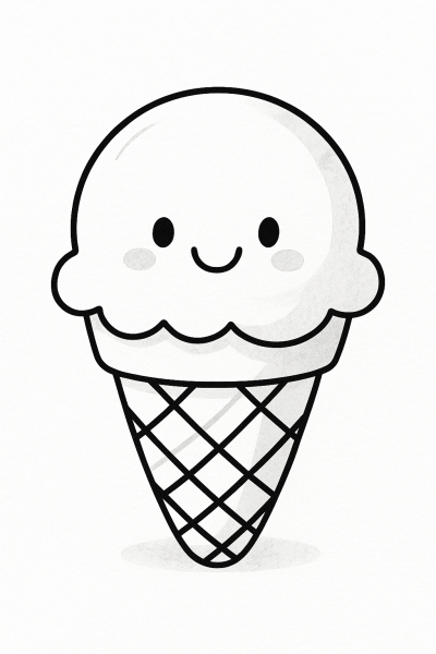 Картинка на усмихнат сладолед за оцветяване