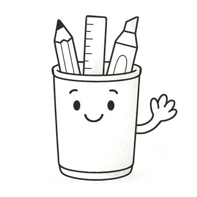 Рисунка на чашка за химикалки с усмивка за принтиране и оцветяване