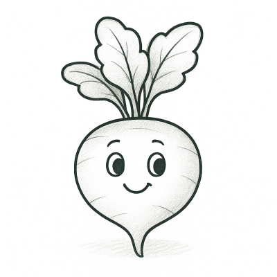 Усмихната репичка – рисунка за принтиране и оцветяване