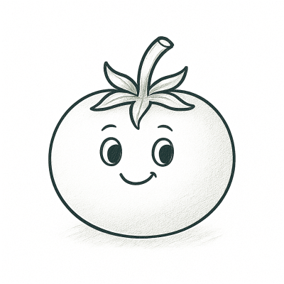 Улыбающийся помидор – рисунок для печати и раскрашивания