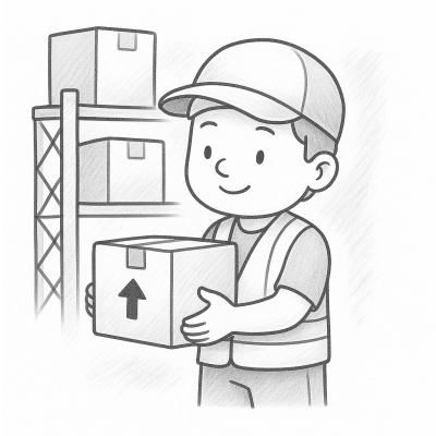 Рисунка на работник в склад за принтиране и оцветяване