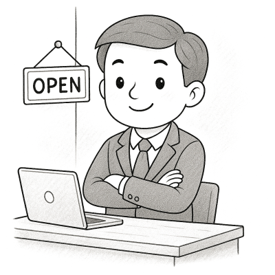 Рисунка на млад бизнесмен за принтиране и оцветяване