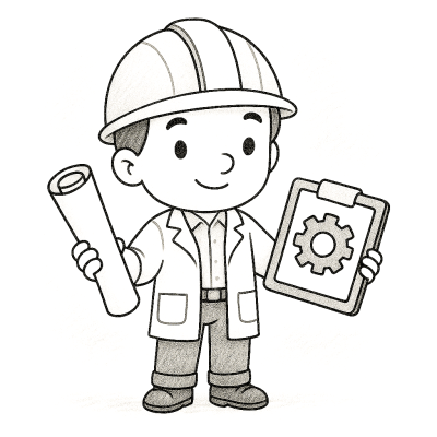 Млад инженер с чертеж и план – рисунка за принтиране и оцветяване