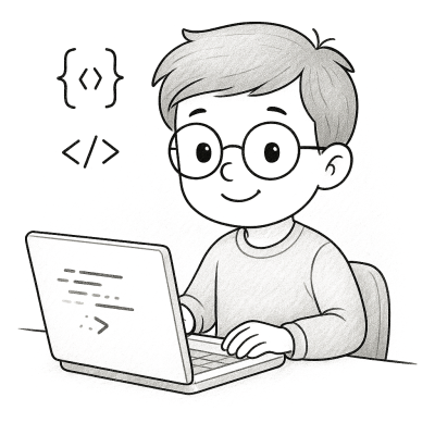 Млад програмист с лаптоп – рисунка за принтиране и оцветяване