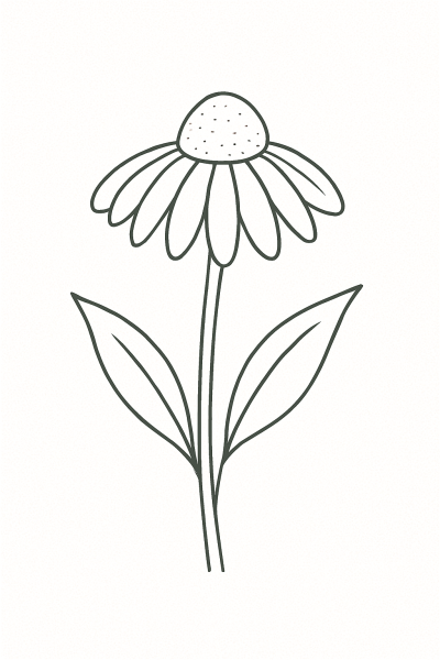 Рисунка на ехинацея за принтиране и оцветяване