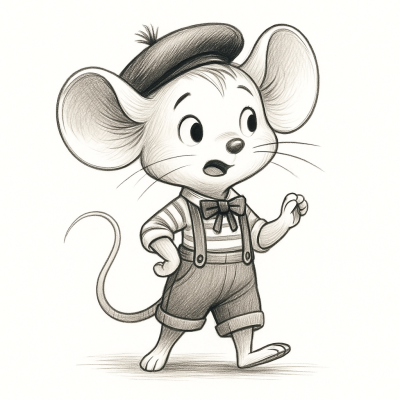 Симпатична мишка с барета – рисунка за оцветяване и принтиране