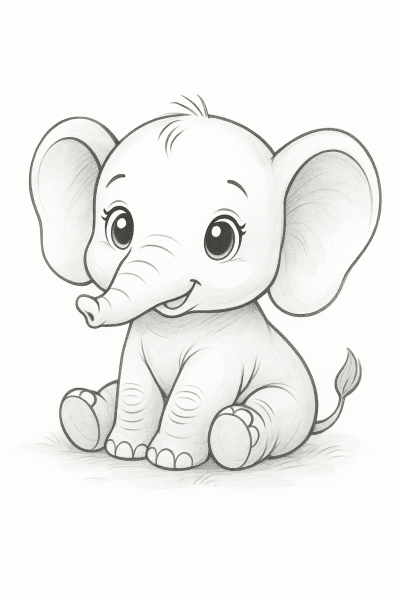 Сладко бебе слонче – рисунка за принтиране и оцветяване