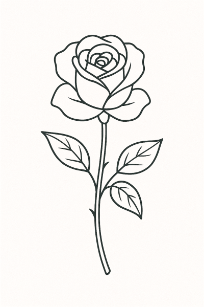 Разкошна роза – рисунка за принтиране и оцветяване