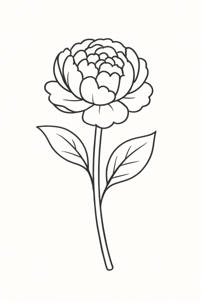 Рисунка на божур за принтиране и оцветяване