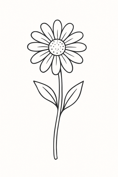 Рисунка на красива маргаритка за принтиране и оцветяване
