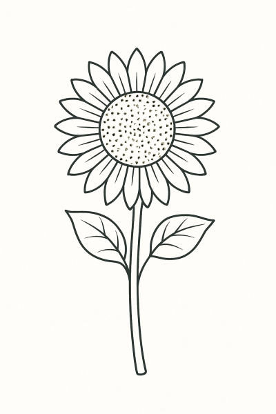 Рисунка на стилно цвете слънчоглед за принтиране и оцветяване