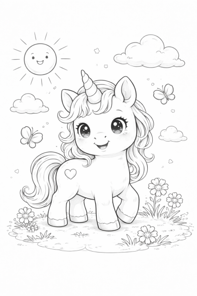 Лесен еднорог за малки деца – забавна картинка за оцветяване
