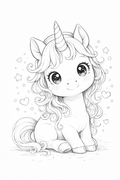 Сладко еднорогче – очарователна картинка за оцветяване за деца | Магически животни | Zumipic