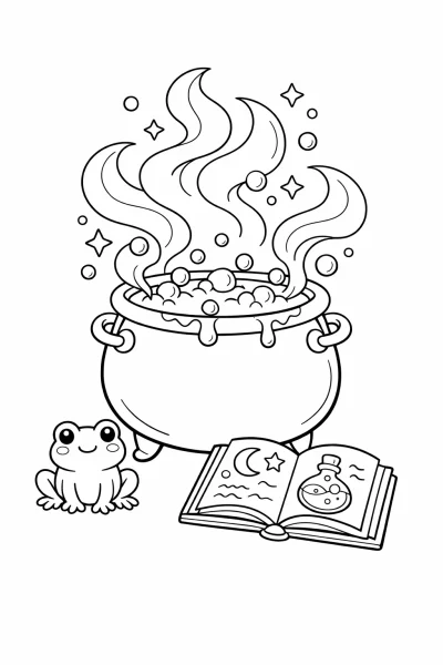 Котелът на вещица с отвари – лист за оцветяване