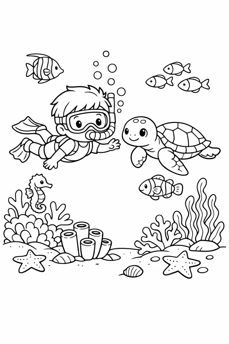Подводно приключение – лятна страница за оцветяване на океан