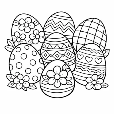 Декорирани великденски яйца – страница за безплатно оцветяване за печат