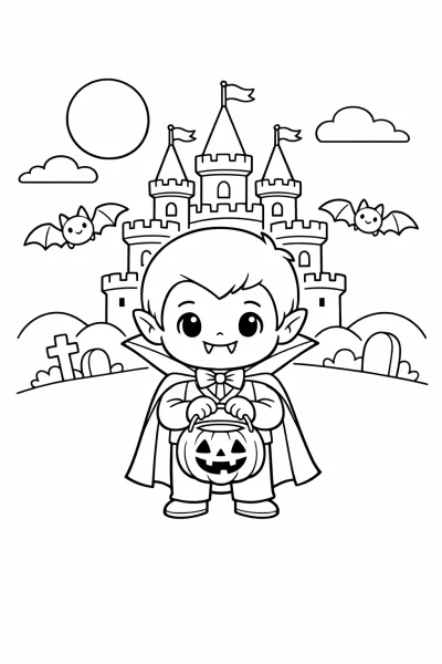 Вампир в наметало – лист за оцветяване на Хелоуин