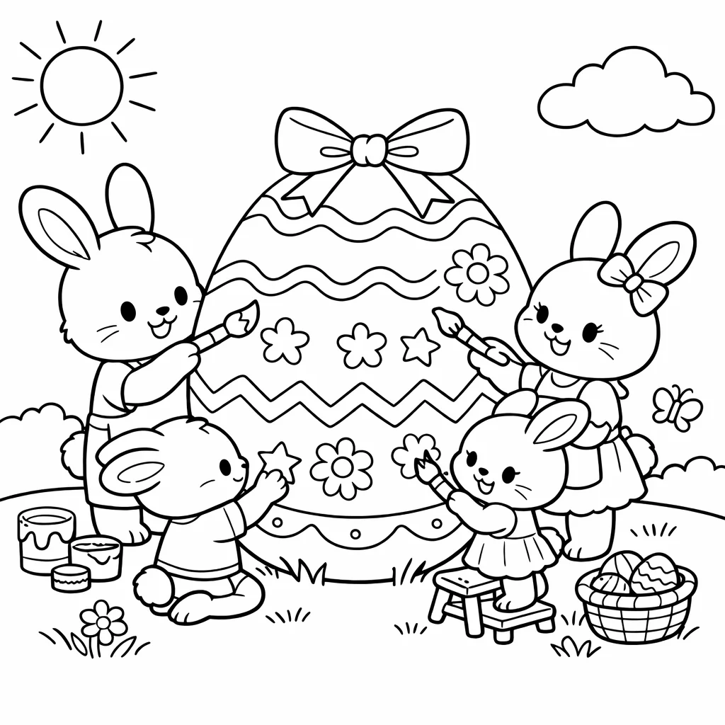 Семейство Бъни празнува Великден – лист за печат