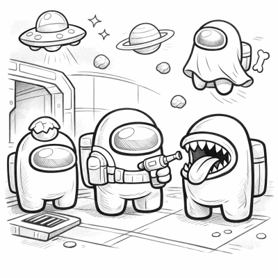 Among Us Heroes in Space – Disegni da colorare di avventure spaziali per bambini