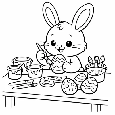 Великденски заек боядисва яйца – безплатен лист за оцветяване