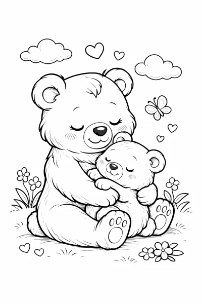 Картинка за Деня на майката – Мама мечка прегръща бебе