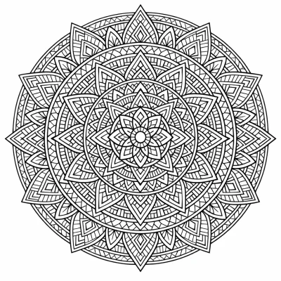 Детайлна геометрична мандала – сложно оцветяване за възрастни