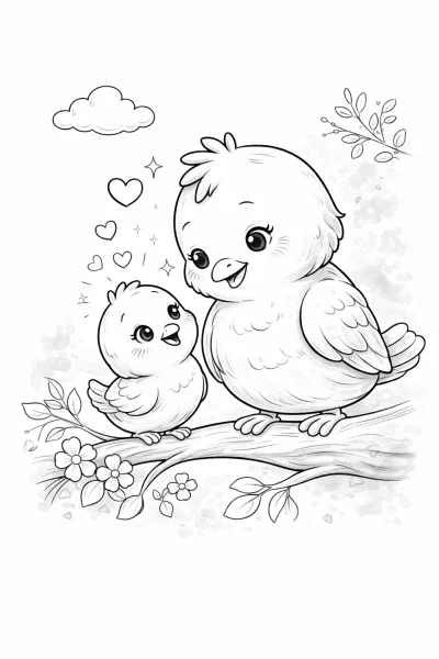 Картинка за Деня на майката – Мама птица с пиленце