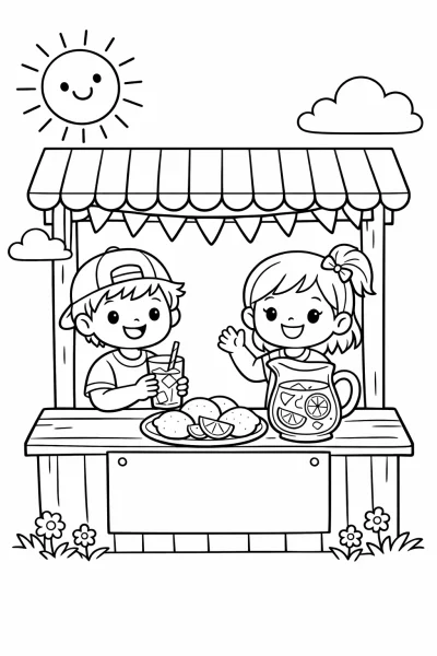 Стенд с лимонадом – милая летняя раскраска