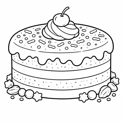 Cake with Sprinkles Coloring Page – Cute Printable Sprinkle Cake for Kids