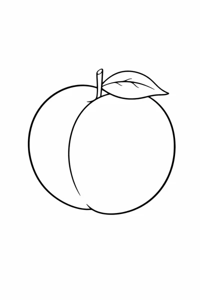 Лесна рисунка за оцветяване на праскова за деца (прост дизайн на плод за печат)