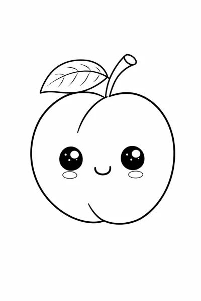 Лесна картинка за оцветяване – слива за деца (семпъл дизайн на плод за печат)