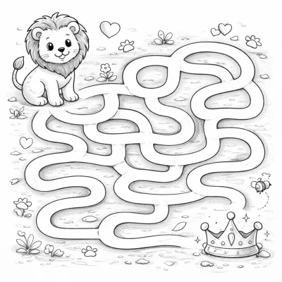Лабиринт за оцветяване – Малък лъв търси корона