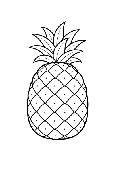 Лесна картинка за оцветяване с ананас за деца (семпъл дизайн на плод за печат)