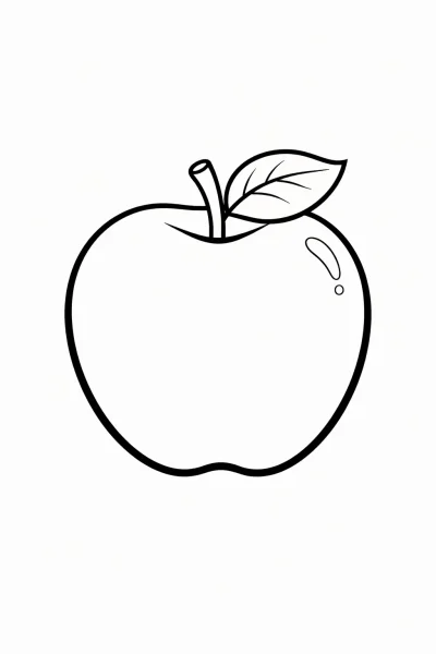 Лесна картинка за оцветяване с ябълка за деца (за печат за малки деца)