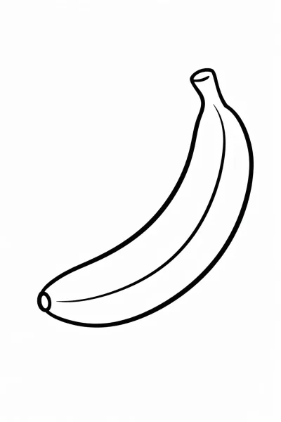 Лесна картинка за оцветяване – банан за деца (семпъл плодов дизайн за печат)