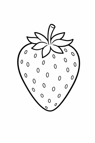 Лесна картинка за оцветяване с ягода за деца (прост дизайн на плод за принтиране)